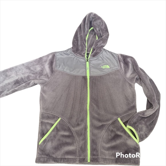 The North Face Oso gray plush feece zippered zip up hoodie jacket girls’ XL (16) - Picture 1 of 5